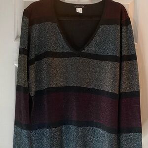 VENUS V-Neck Sweater for Men - Black, Gray, Burgundy Stripes